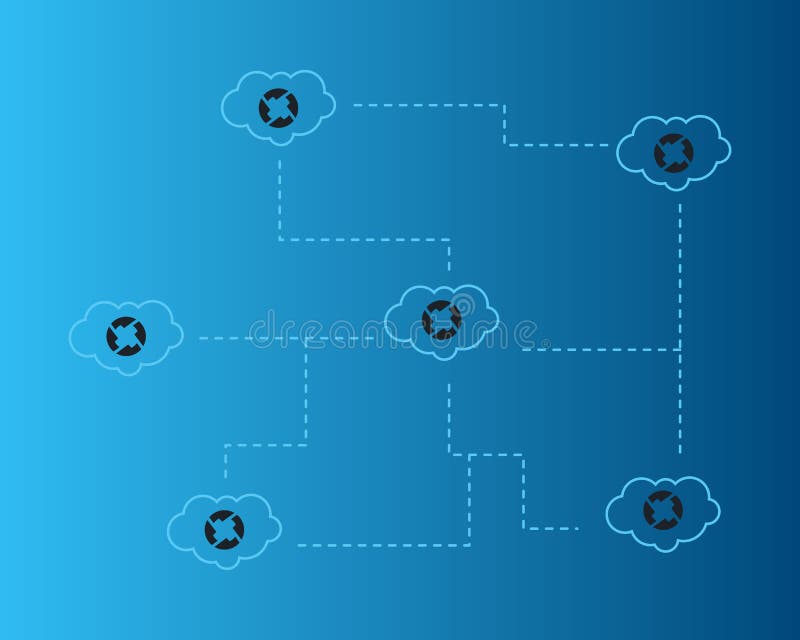 Cryptocurrency 0X with cloud style background stock illustration