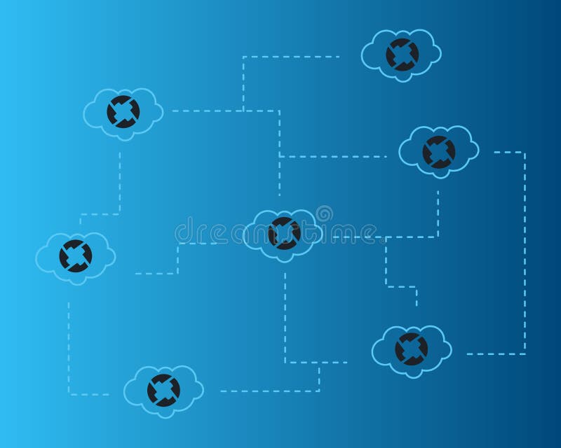 Cryptocurrency 0X with cloud style background vector illustration