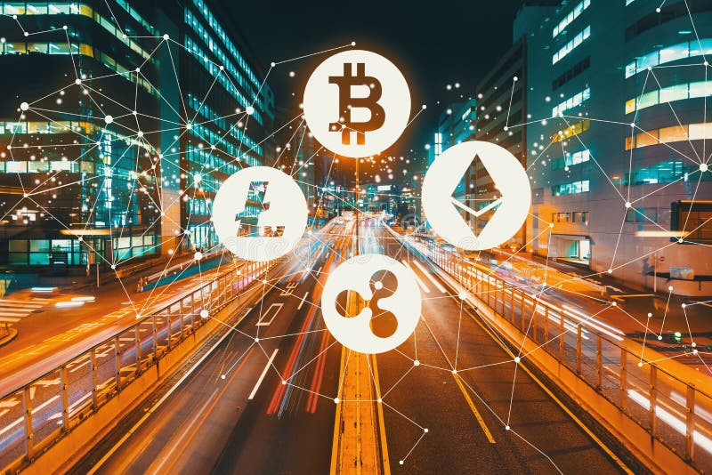 Cryptocurrency con traffico vago moto immagini stock libere da diritti Cryptocurrency con traffico vago moto immagini stock libere da diritti