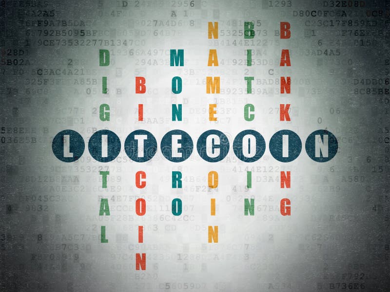 Cryptocurrency Concept Litecoin in Crossword Puzzle Stock Illustration