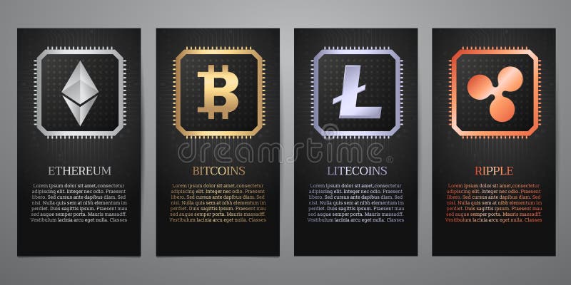 Cryptocurrency, Czarny sztandar ilustracji Cryptocurrency, Czarny sztandar ilustracji
