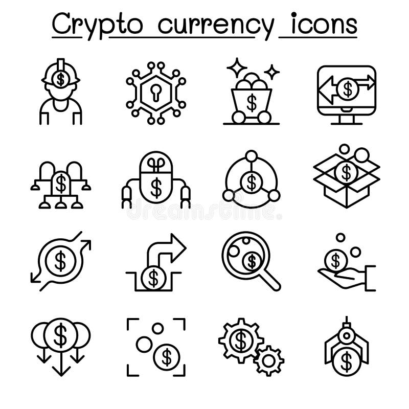 Crypto currency icon set how to buy sell cryptocurrency using coinbae