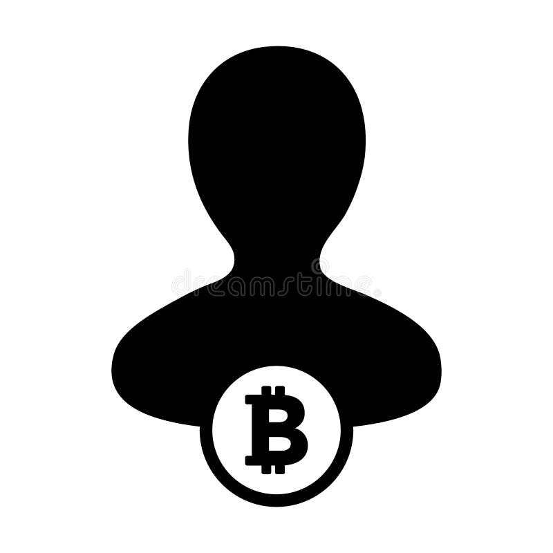 Cryptocurrency Icon Vector Bitcoin Blockchain with Male Person Profile  Avatar for Digital Wallet in a Glyph Pictogram Stock Vector  Illustration  of currency color 200541878