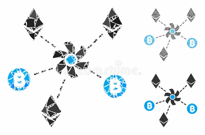 Cryptocurrency mixer rotor Composition Icon of Humpy Items vector illustration