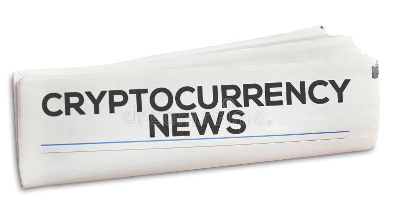 Cryptocurrency News as a printed newspaper. Isolated on white royalty free stock photo