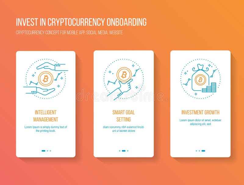 Cryptocurrency que invierte recorrido móvil onboarding del app defiende concepto moderno, limpio y simple Plantilla del ejemplo d libre illustration Cryptocurrency que invierte recorrido móvil onboarding del app defiende concepto moderno, limpio y simple Plantilla del ejemplo d libre illustration