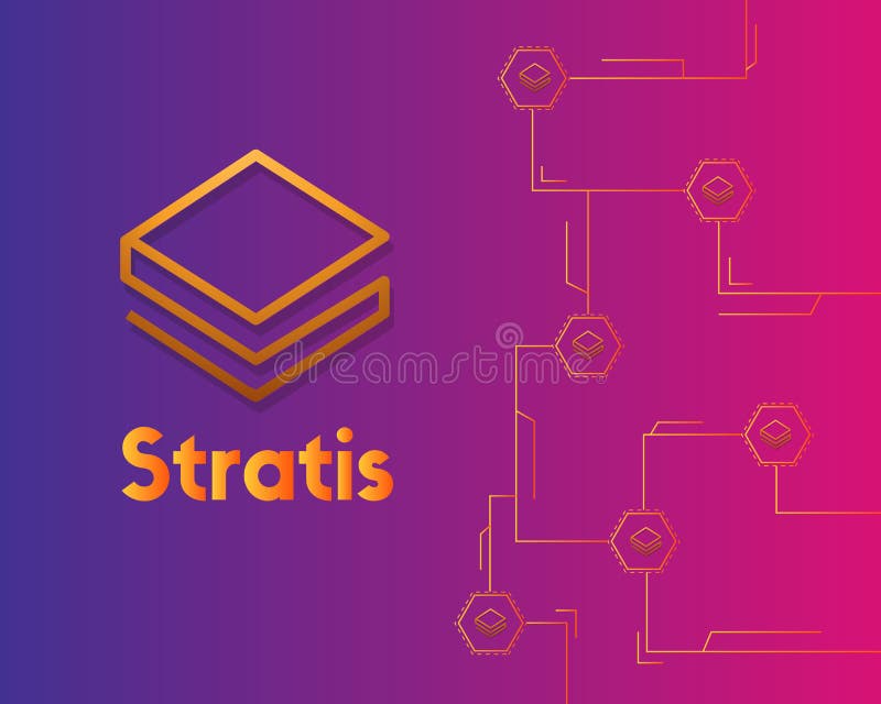 Cryptocurrency stratis blockchain circuit background vector illustration