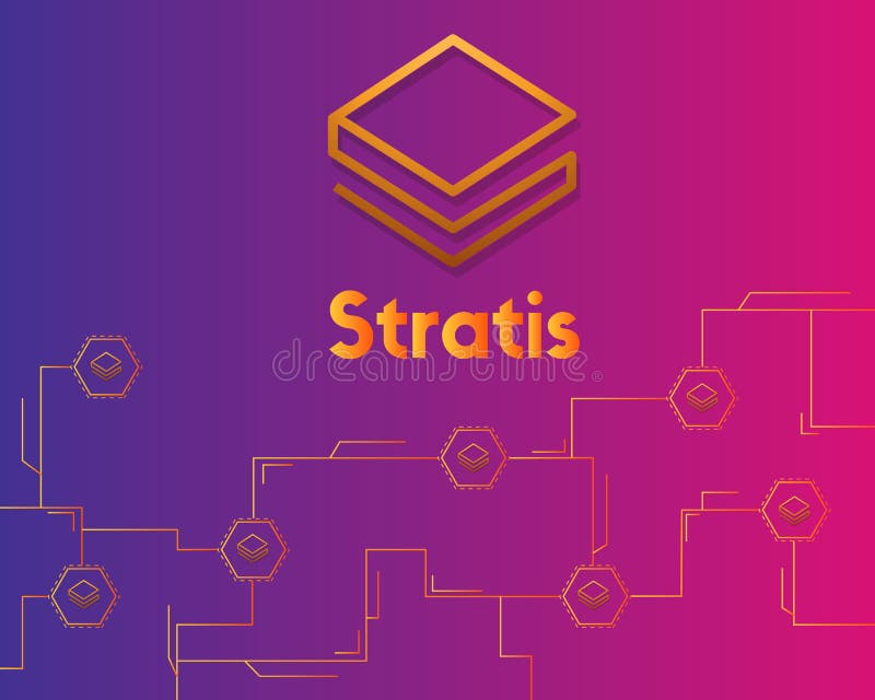 Cryptocurrency stratis blockchain circuit background stock illustration