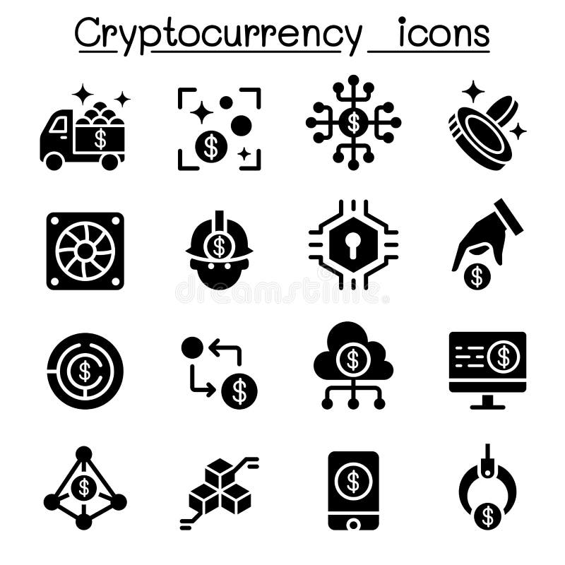 Cryptocurrency symbolsuppsättning vektor illustrationer Cryptocurrency symbolsuppsättning vektor illustrationer