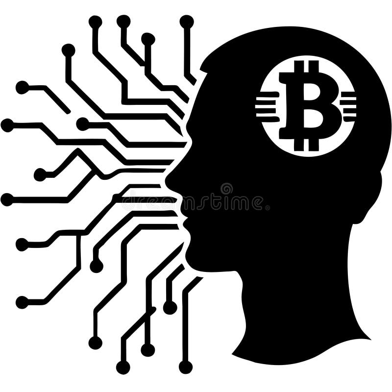 Cryptocurrency and Technology Innovation Human Brain Vector Illustration stock illustration