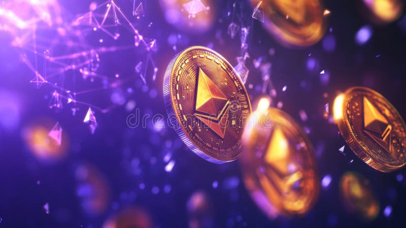 Cryptocurrency tokens like bitcoin ethereum ripple highlighted ilustração do vetor