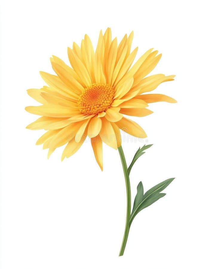 Crysanthemum giallo in stile acquerello su fondo bianco royalty illustrazione gratis