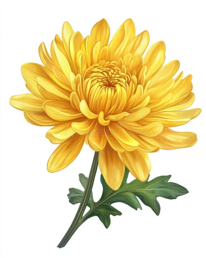 Crysanthemum giallo in stile acquerello su fondo bianco illustrazione vettoriale