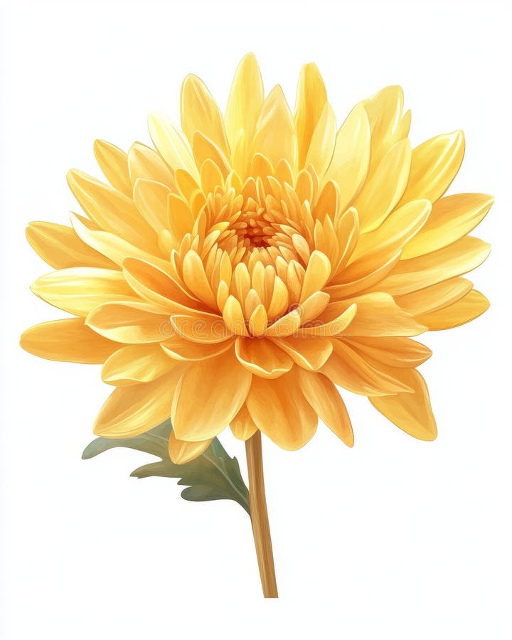 Crysanthemum giallo in stile acquerello su fondo bianco illustrazione di stock