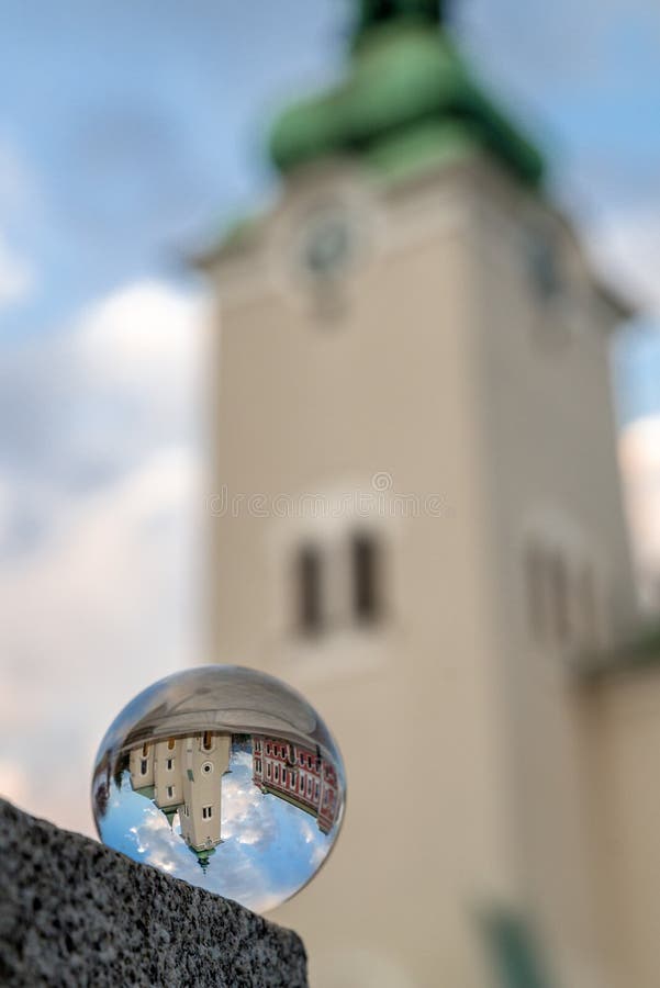 Crystal ball. Church in Ruzomberok, Slovakia