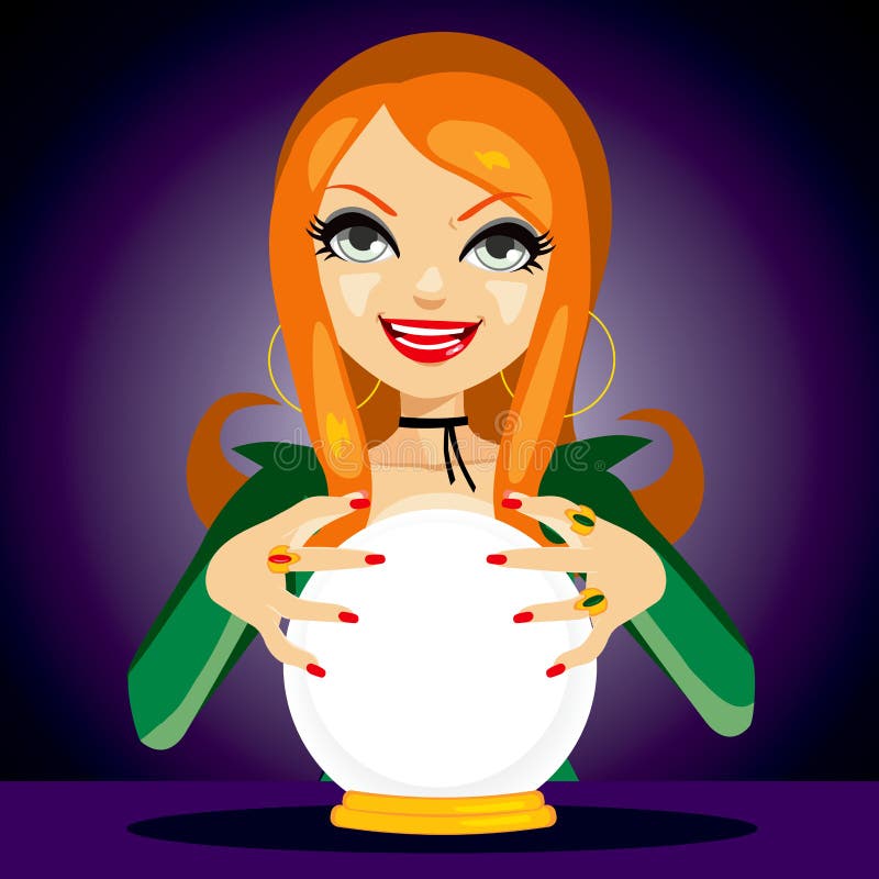 Crystal Ball Fortune Teller mágico ilustração royalty free Crystal Ball Fortune Teller mágico ilustração royalty free