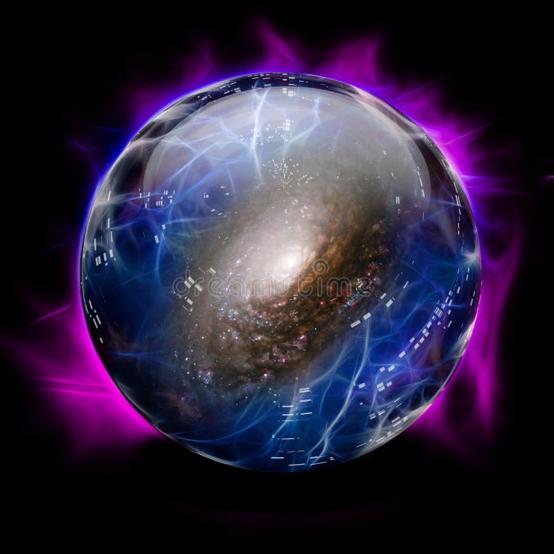Crystal Ball Shows Galaxy stock illustration. Illustration of glass