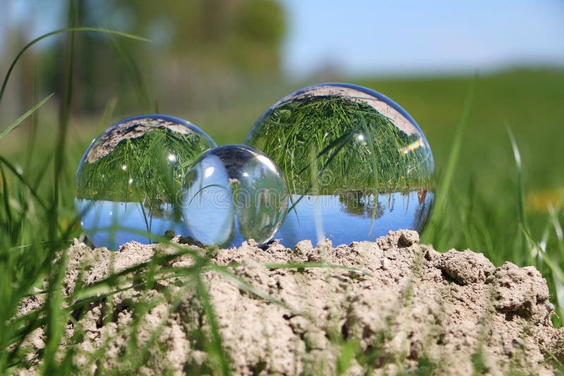 Crystal balls in the garden