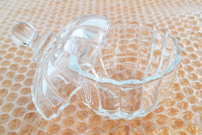 Crystal Bowl with Lid Prepared for Packaging with Transparent Bubble