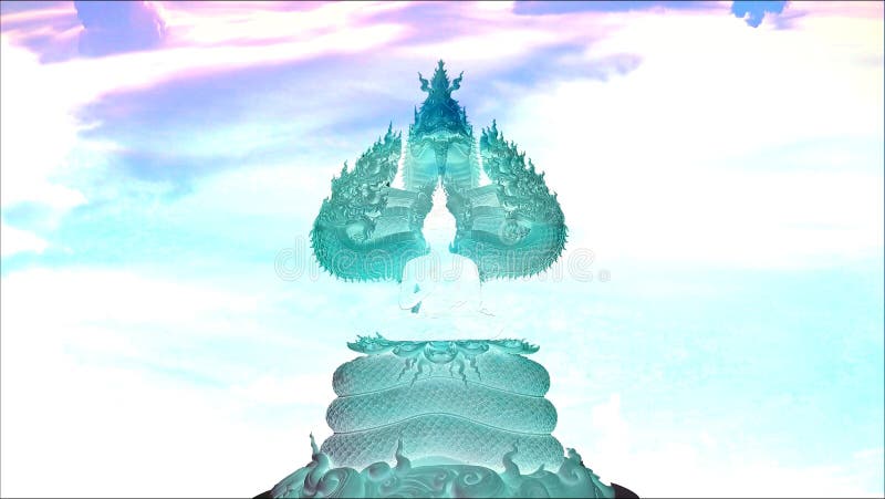 Buddha de cristal protejat de capota unui rege mitic și colorat royalty free illustration