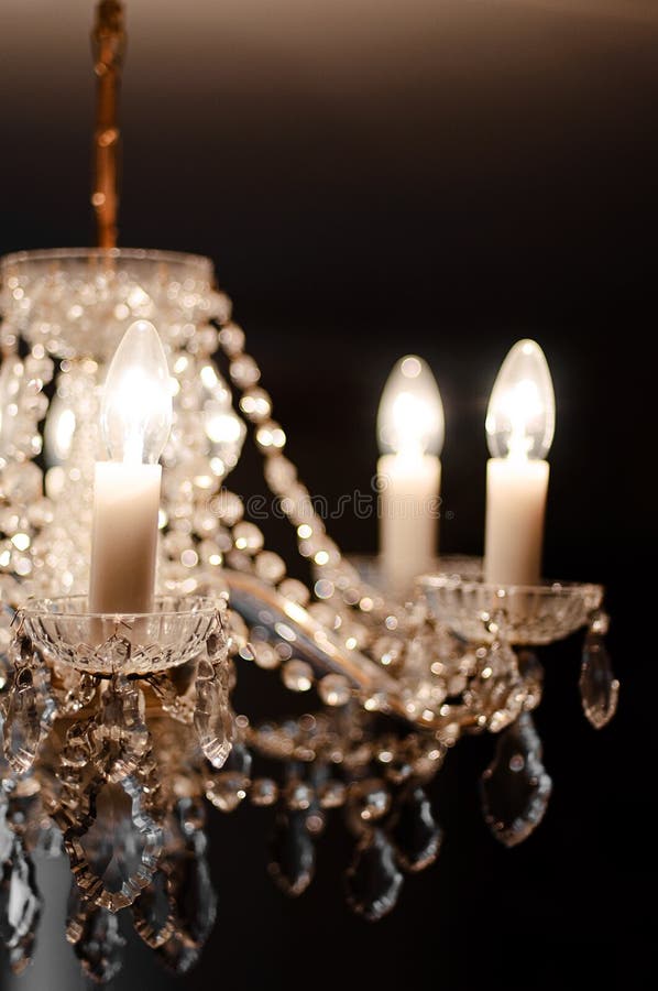 Crystal chandelier stock photo. Image of bulb, closeup 14540068