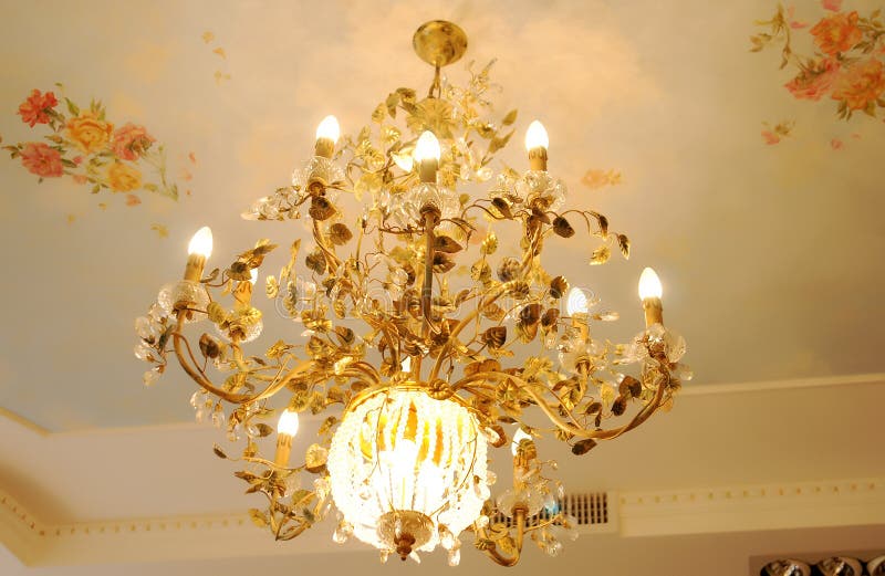 Crystal chandelier stock images