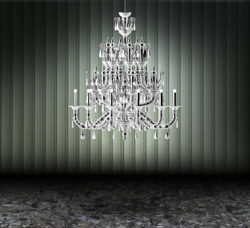 Crystal chandelier in a dark grungy room