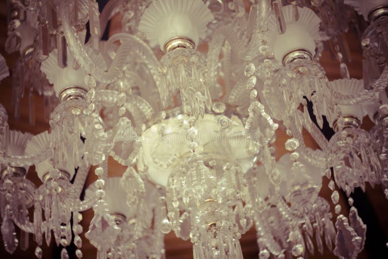 Crystal Chandelier.Glamour Concept Background with Copy Space Stock
