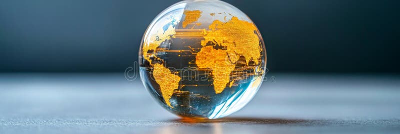 Crystal Globe World Map Digital Data Global network digital world connectivity data visualization future technology royalty free illustration