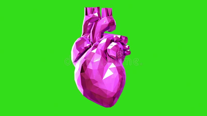 Crystal Heart Loop Pantalla verde Representación 3D Animación