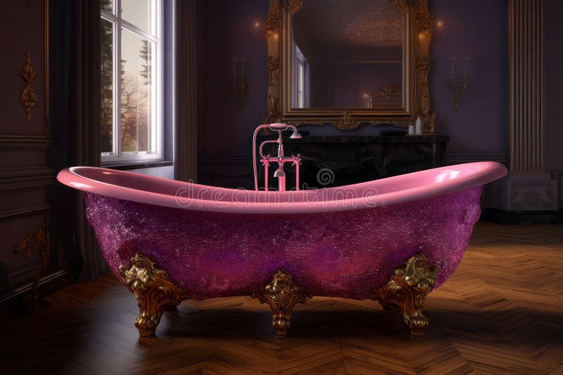 Crystal Pink Bathtub. Generate Ai Stock Illustration Illustration of