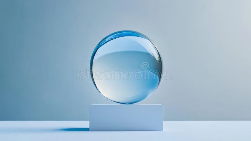 Crystal Raindrop Sphere Minimalist Display Stand on Textured Background Clarity Simplicity and Serenity vector illustration