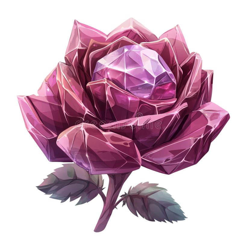 Crystal Rose Precious Gem Magical Bloom. Generative AI.