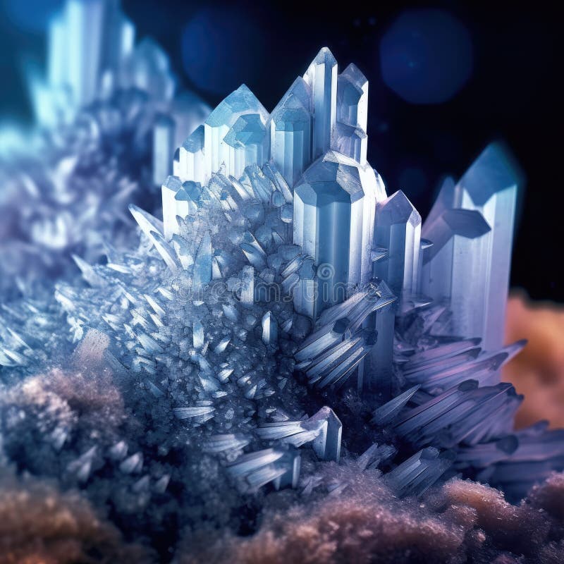Crystalline formations patterns and delicate structures. Generative AI stock illustration