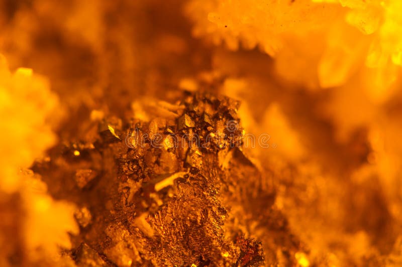 Crystals on Abstract Orange Background. Macro Stock Image Image of