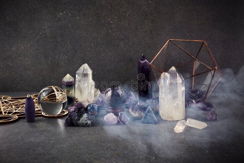 Crystals for Healing, Fortune Telling and Astrologhy on Dark Background