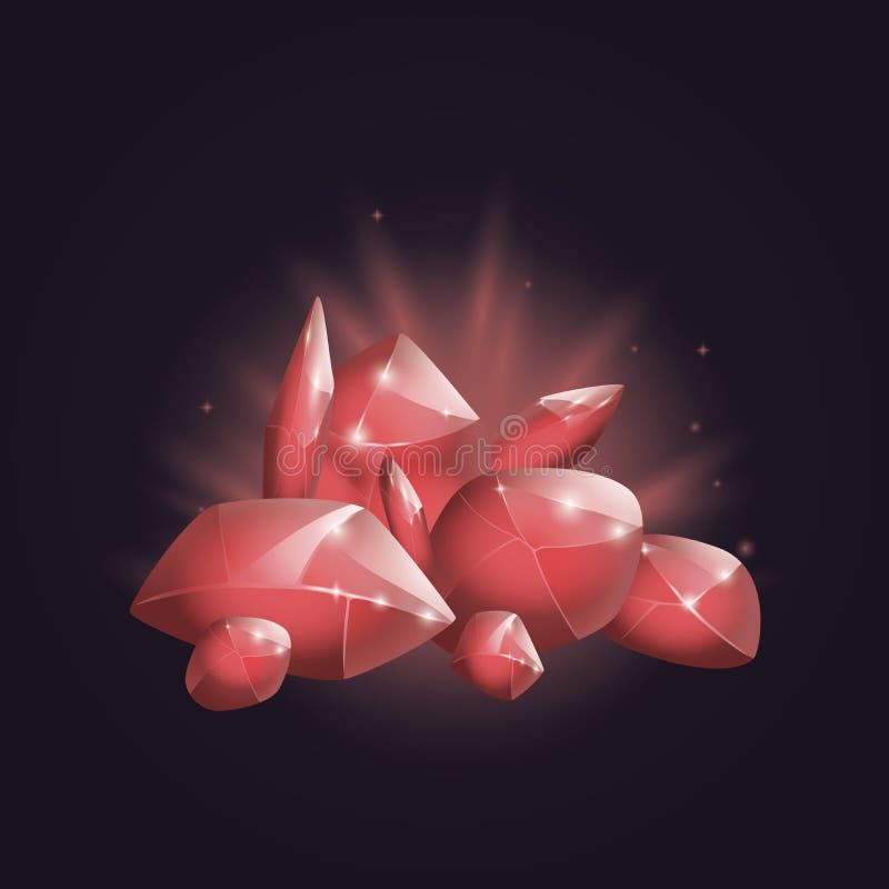 Crystals and Natural Minerals. Cartoon Magic Gemstones. Game Assets