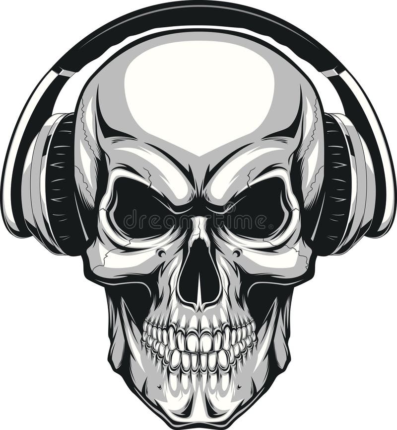 Cráneo con los auriculares libre illustration Cráneo con los auriculares libre illustration