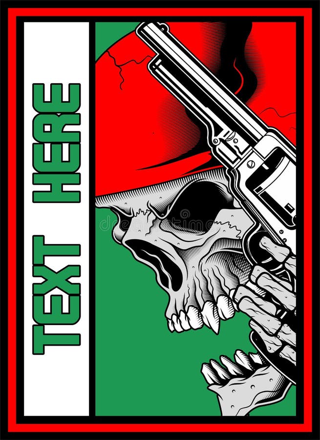 Cr?neo con vector del iluustration del arma ilustración del vector Cr?neo con vector del iluustration del arma ilustración del vector