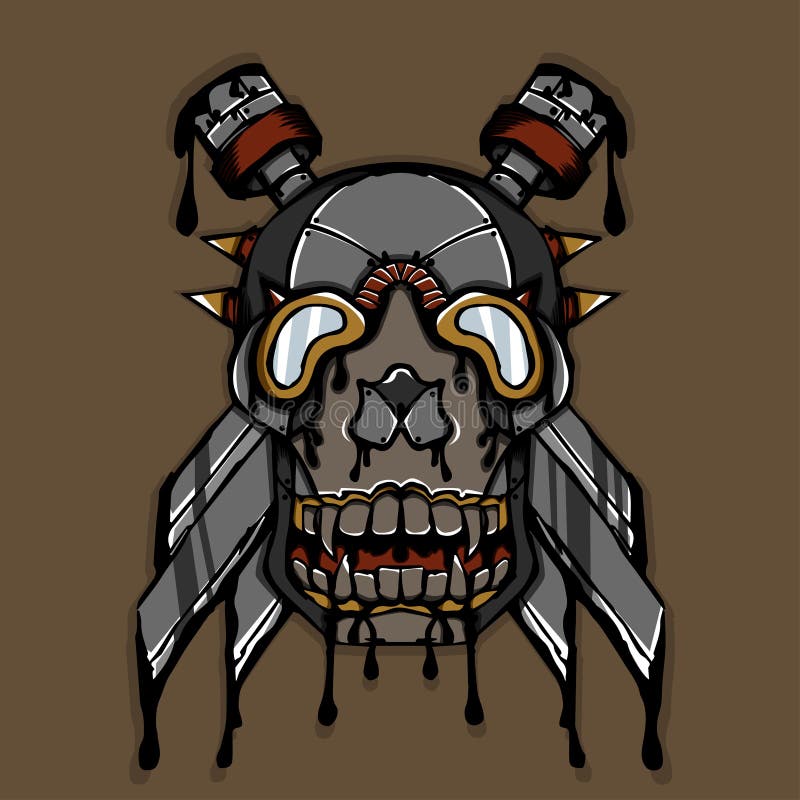 Cráneo de la tinta de Steampunk ilustración del vector Cráneo de la tinta de Steampunk ilustración del vector