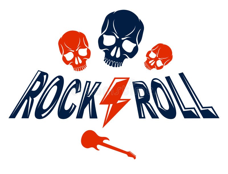 Cráneo en logotipo o emblema del vector de la música de heavy, etiqueta principal muerta del rock-and-roll del cráneo agresivo, c libre illustration Cráneo en logotipo o emblema del vector de la música de heavy, etiqueta principal muerta del rock-and-roll del cráneo agresivo, c libre illustration