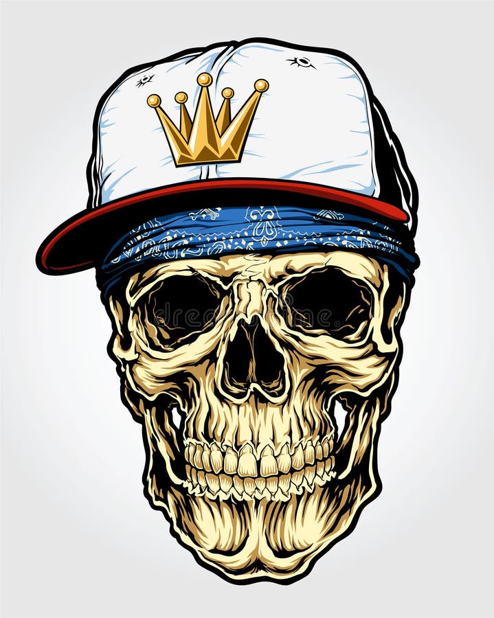 Crâne avec la bandanna et le chapeau illustration stock Crâne avec la bandanna et le chapeau illustration stock