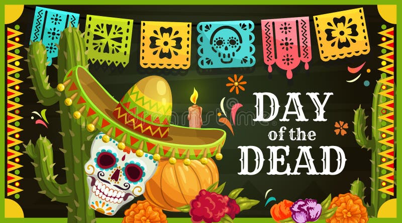 Crânio mexicano do açúcar com sombreiro Dia dos mortos ilustração do vetor Crânio mexicano do açúcar com sombreiro Dia dos mortos ilustração do vetor