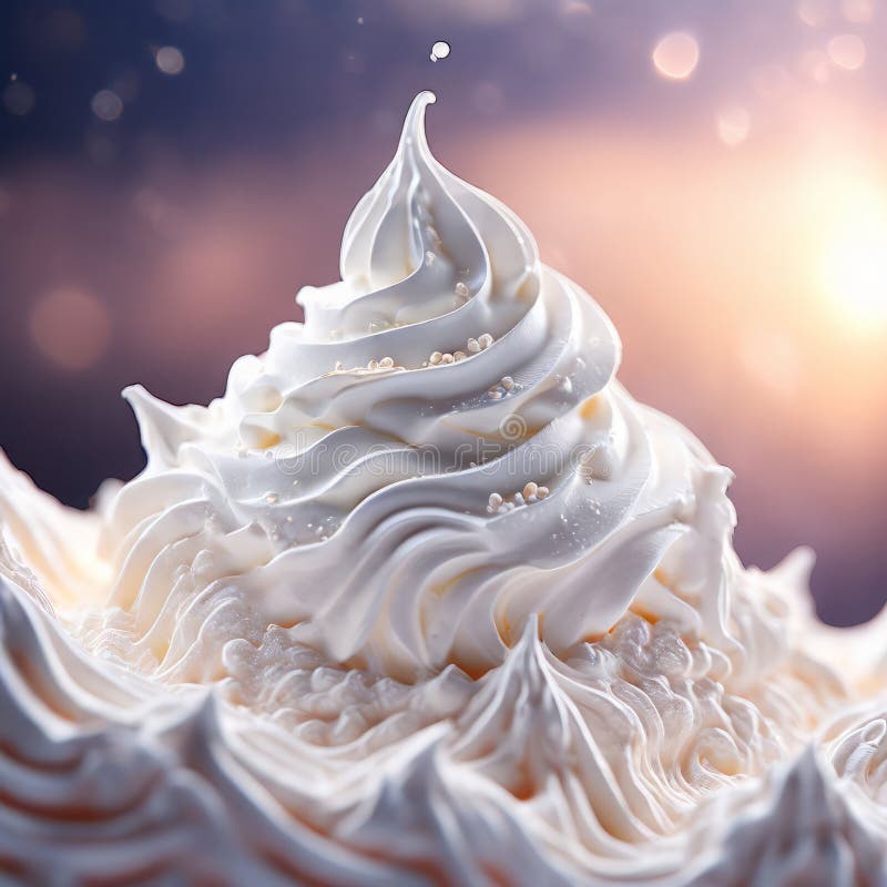 whipped cream melting onto berries close-up swirl of peaks creating dynamic rivulets berry skins. whipped cream melting onto berries close-up swirl of peaks creating dynamic rivulets berry skins