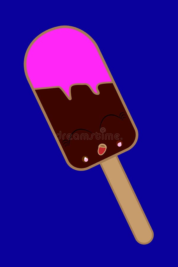 Crème glacée de chocolat sur une bande dessinée en bois de bâton Vecteur illustration stock Crème glacée de chocolat sur une bande dessinée en bois de bâton Vecteur illustration stock