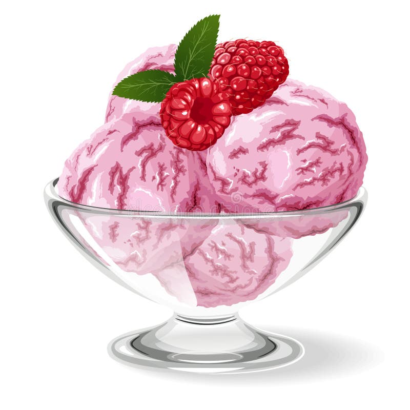 Crème glacée de framboise avec les baies fraîches illustration libre de droits Crème glacée de framboise avec les baies fraîches illustration libre de droits