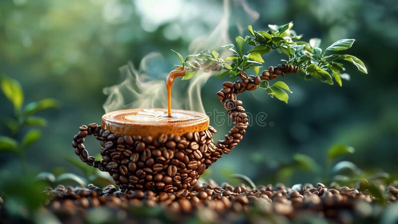 Création d'art café avec un design innovant inspiré de la nature illustration de vecteur