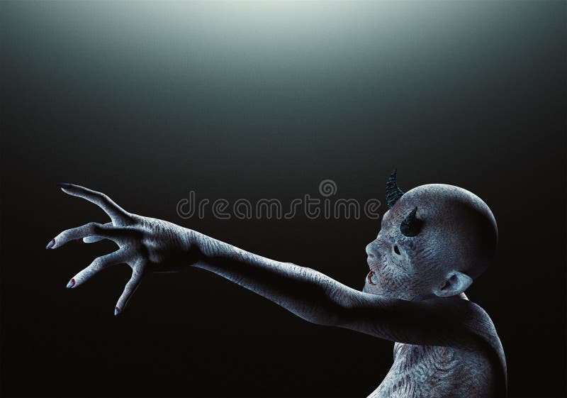 Creature from another planet, weird creature or zombie. 3d rendering. Horror. Creature from another planet, weird creature or zombie. 3d rendering. Horror