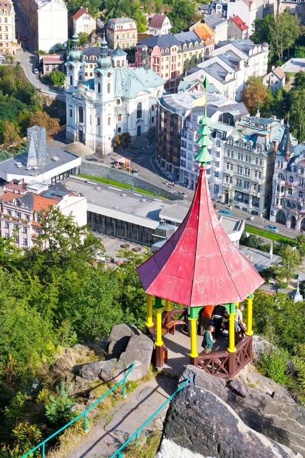 Csar Peter the Great viewpoint - historic centre of spa town Karlovy Vary, Czech republic, Europe. Csar Peter the Great viewpoint - historic centre of spa town Karlovy Vary, Czech republic, Europe