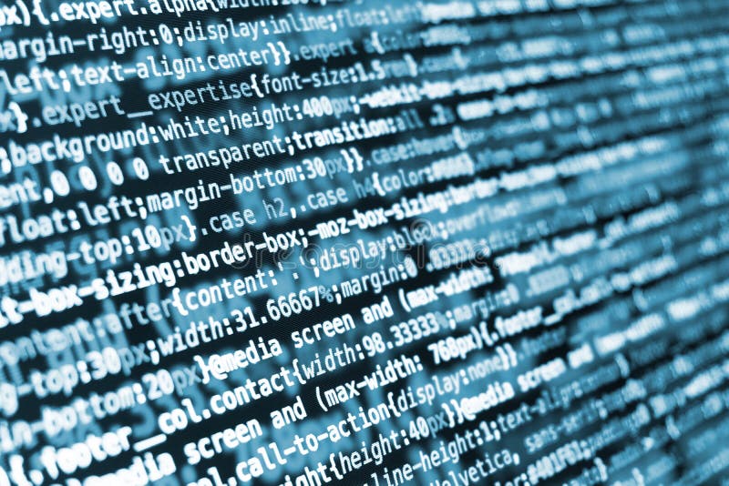 CSS Programming Code On Screen In Blue Tones And Red Light Leak Stock ...